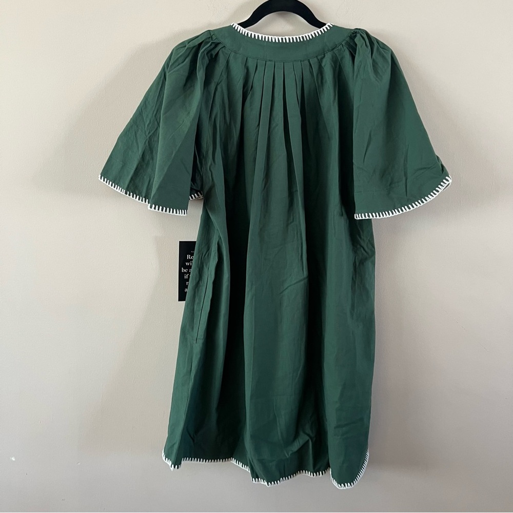 Tuckernuck Pomander place Finley flutter sleeve mini dress xs Green stitching - Picture 6 of 11